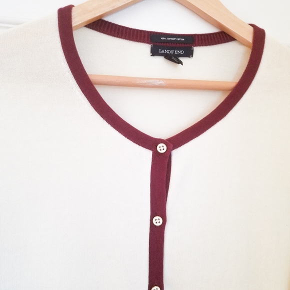🌻2/$30 NWOT LandsEnd IvoryTan Colorblock Cardigan - Picture 2 of 3